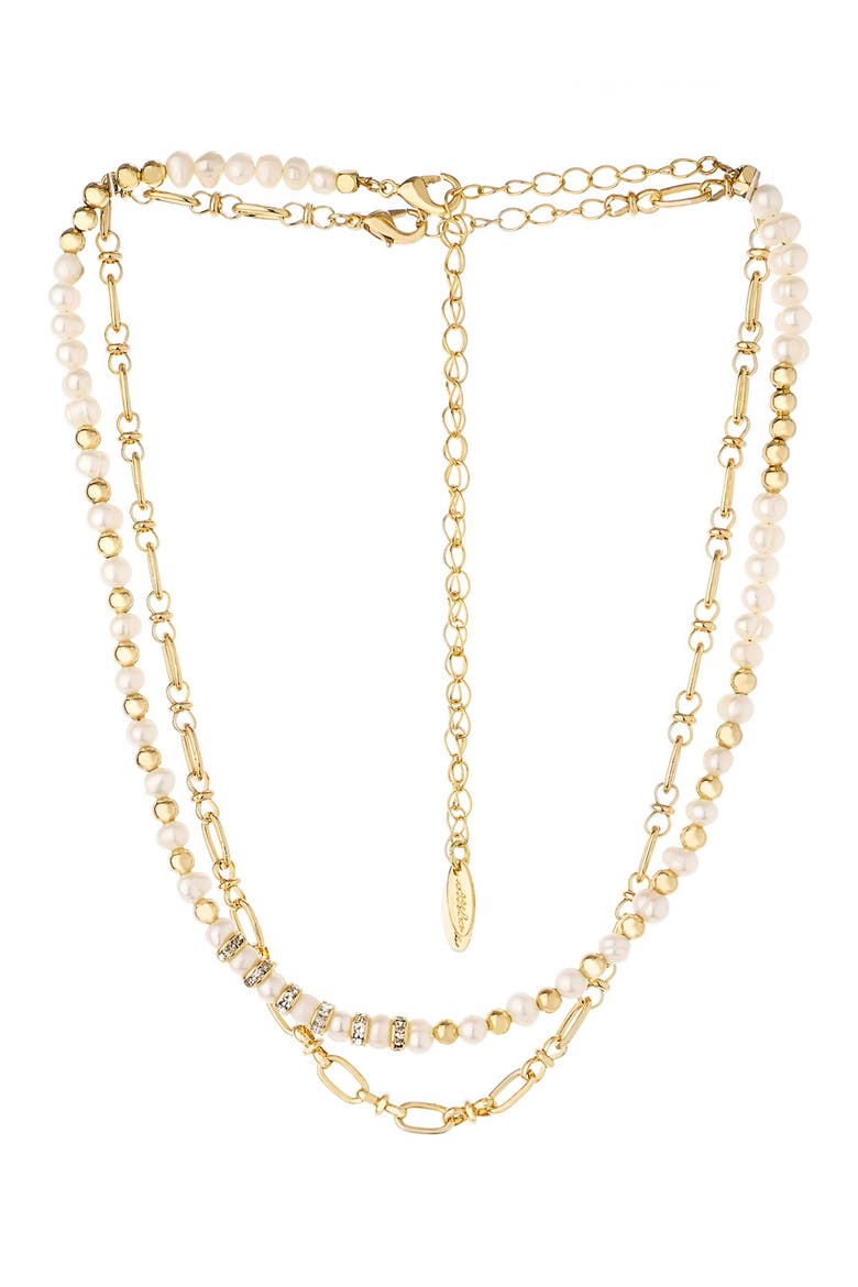 Set of 2 Freshwater Pearl and Chain Necklaces, Main, color, GOLD