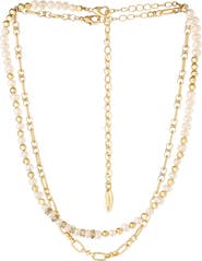 Ettika Set of 2 Freshwater Pearl and Chain Necklaces