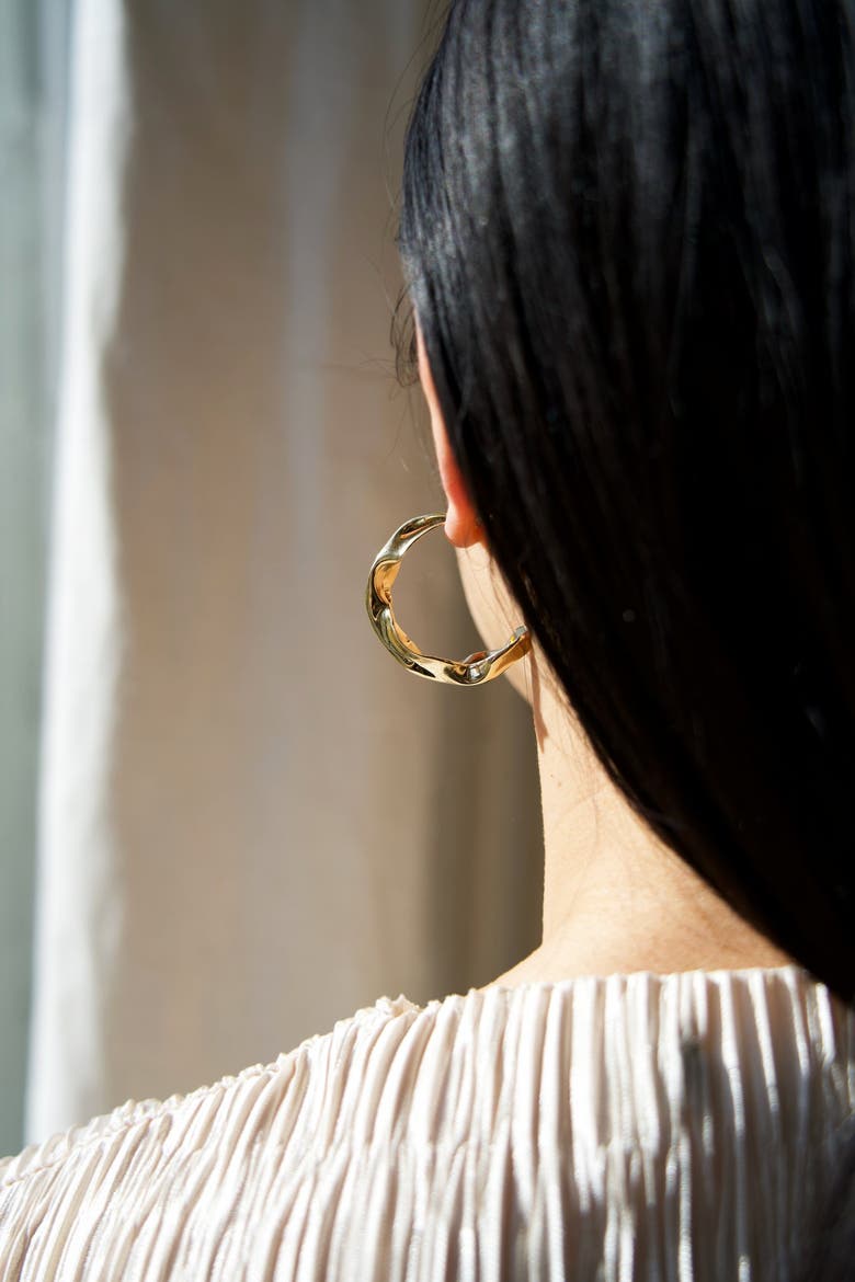 Fender Hoop Earrings, Alternate, color, Brass