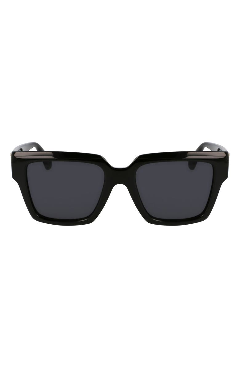 FERRAGAMO Gancini 54mm Rectangular Sunglasses, Main, color, Black