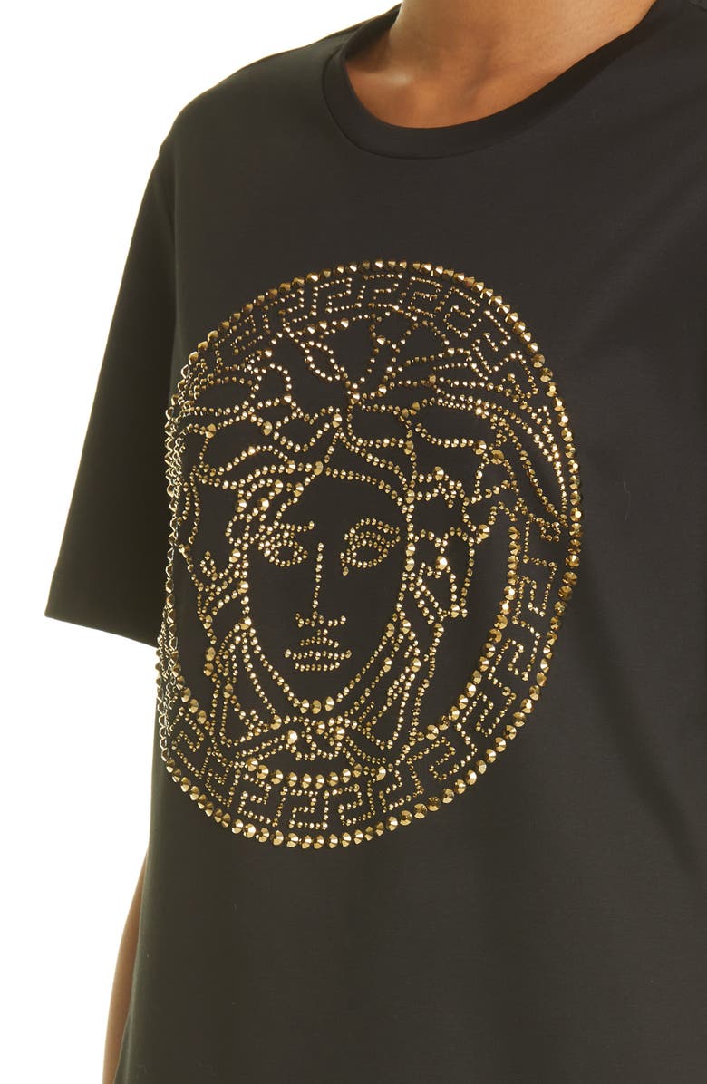 Versace Medusa Logo Studded T-Shirt, Alternate, color,