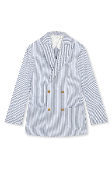 Double Breasted Seersucker Cotton Jacket