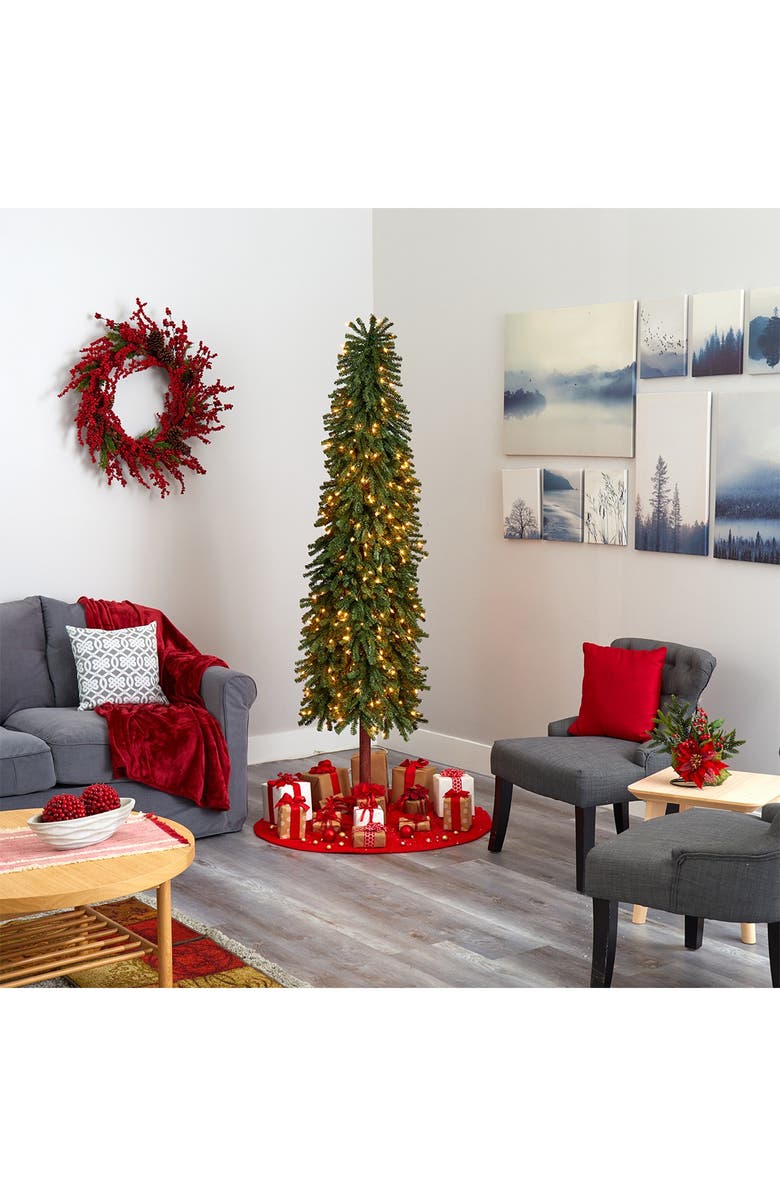 NEARLY NATURAL 7ft. Grand Alpine Artificial Christmas Tree with 400 Clear Lights on Natural Trunk, Alternate, color, 