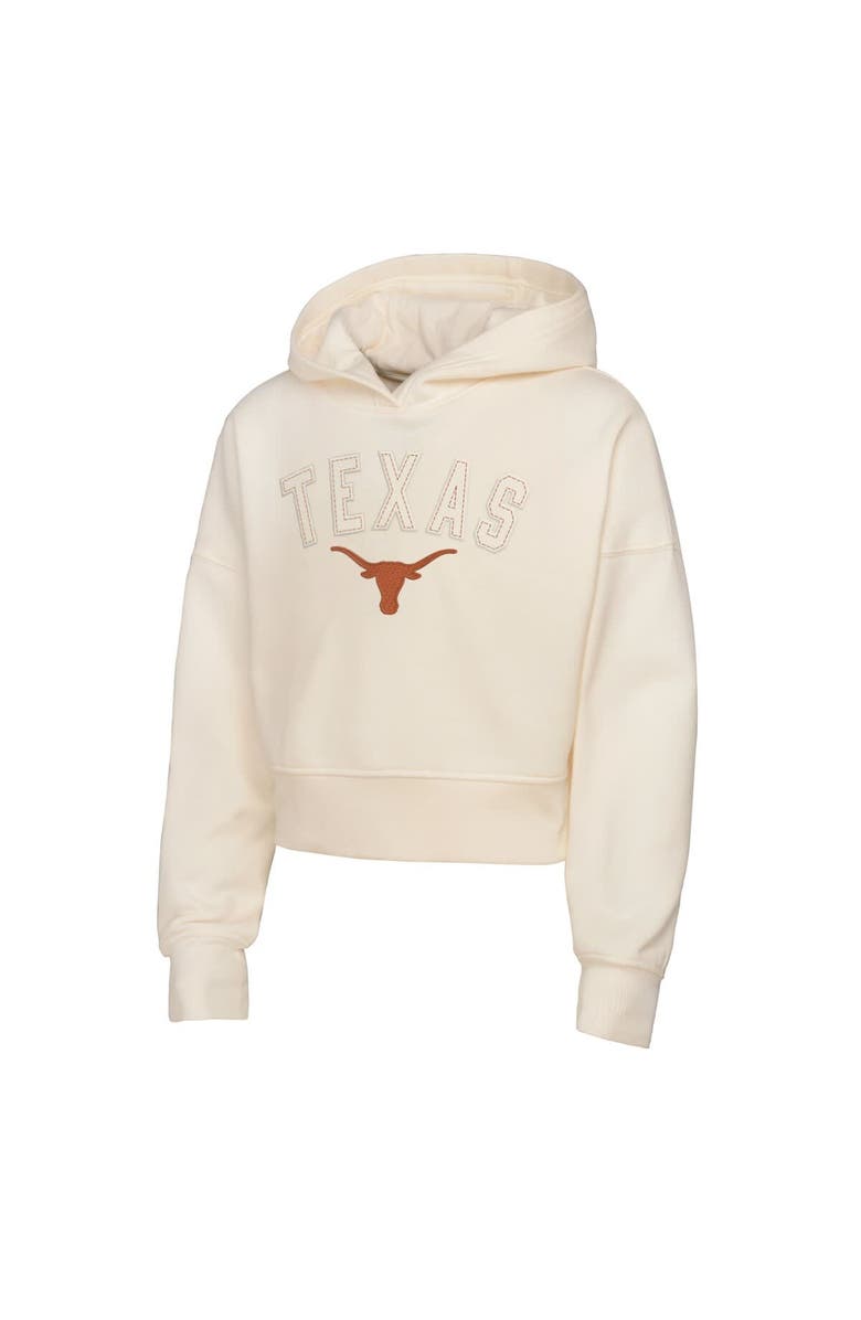 Outerstuff Girl's Youth Outerstuff Cream Texas Longhorns Oversized Blitz Cropped Pullover Hoodie, Alternate, color,