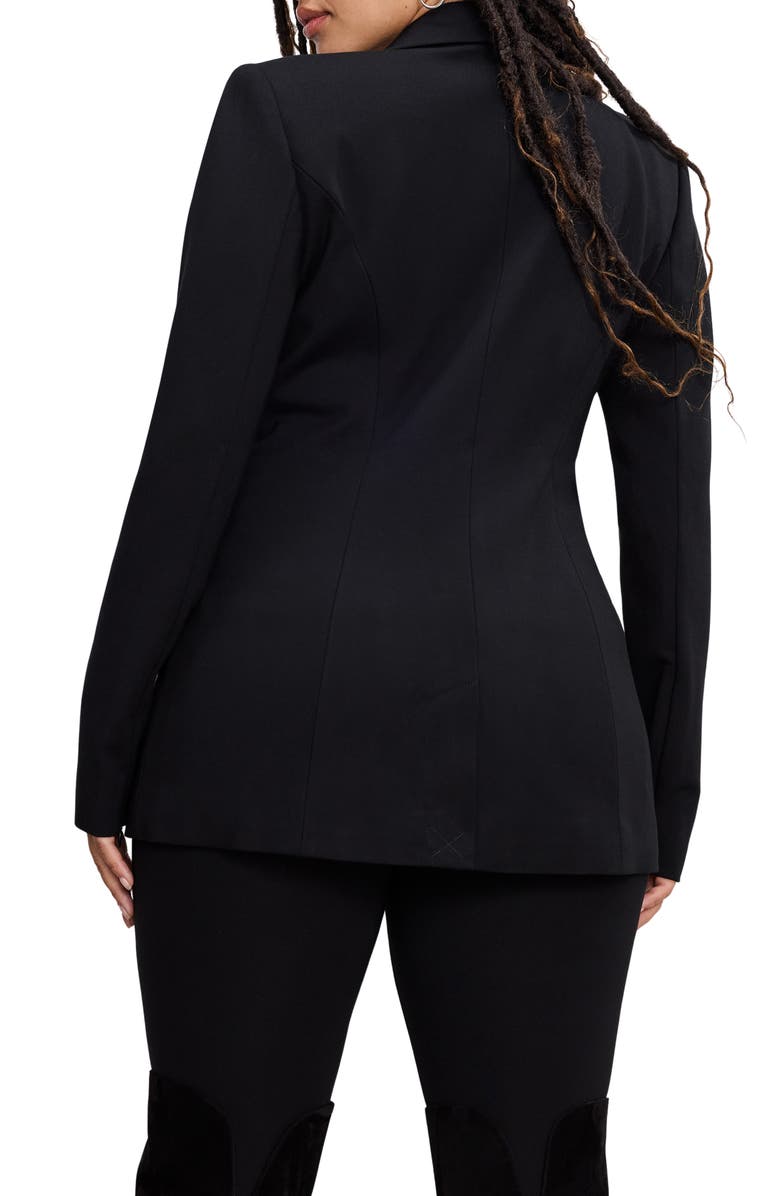 Good American Embellished Double Breasted Blazer, Alternate, color, Black001