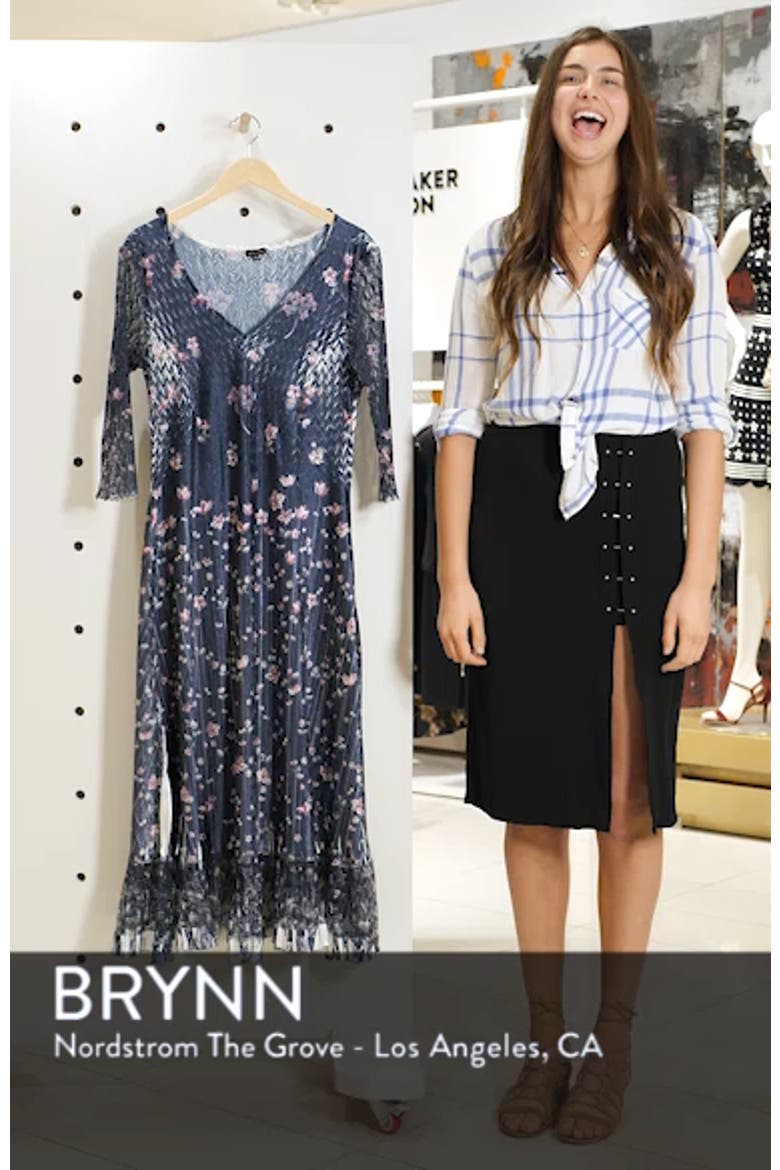 Lace Sleeve Charmeuse Midi Dress video