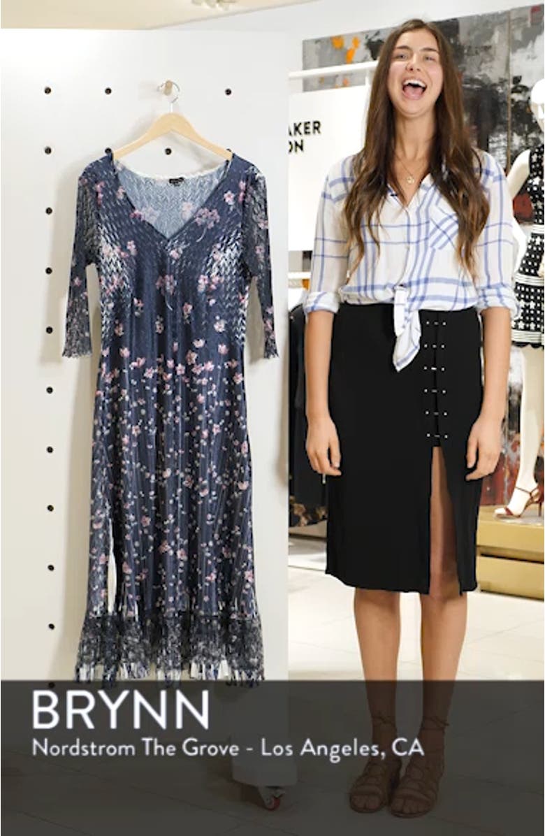 Lace Sleeve Charmeuse Midi Dress, sales video thumbnail