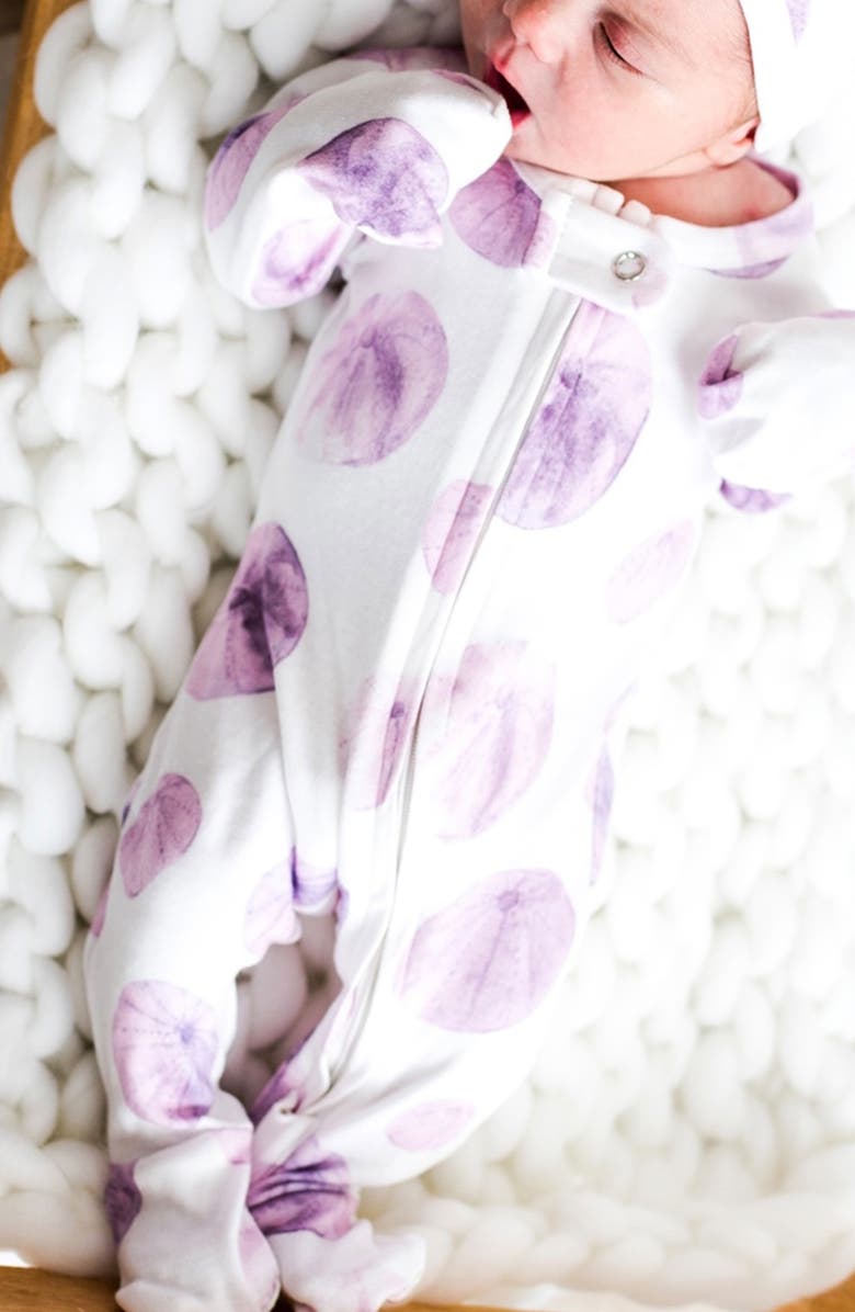 L'ovedbaby Sea Urchin Organic Cotton Zip Footie, Alternate, color, 