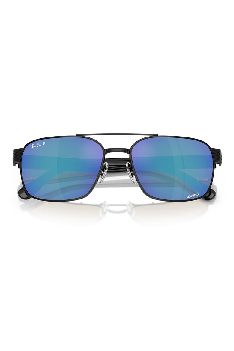 Chromance 61mm Polarized Square Sunglasses, Alternate, color, BLACK