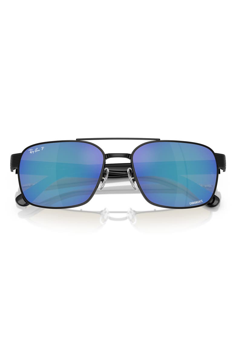 Ray-Ban Chromance 61mm Polarized Square Sunglasses, Alternate, color, Black