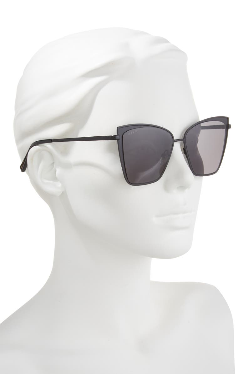 DIFF Becky 57mm Cat Eye Sunglasses, Alternate, color, Black/ Grey