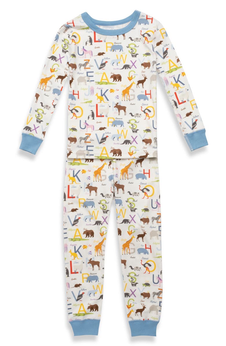 Pajamas for Peace Kids' ABC Animals Fitted Two-Piece Pajamas, Alternate, color, 