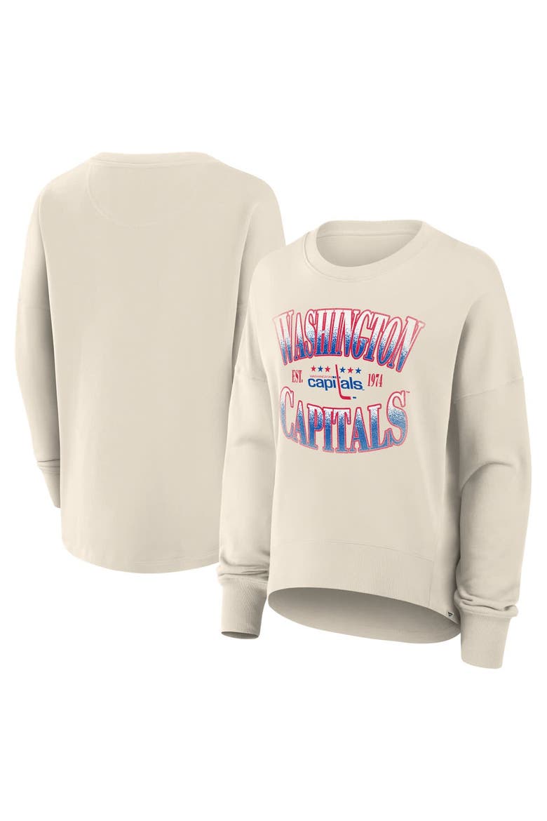 Women's Fanatics Cream Washington Capitals Oversized Vintage Slice Pullover Sweatshirt, Main, color, Cream