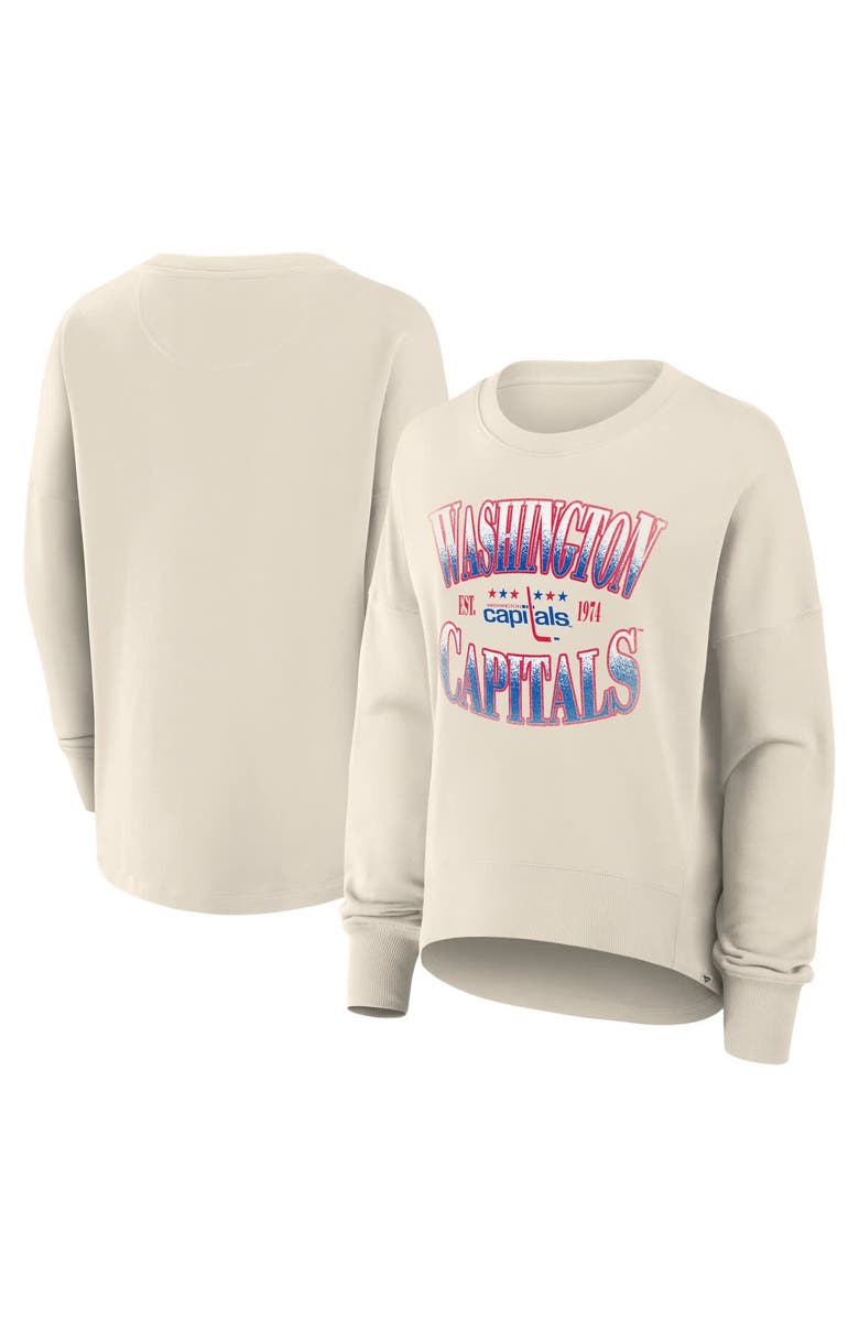 FANATICS Women's Fanatics Cream Washington Capitals Oversized Vintage Slice Pullover Sweatshirt, Main, color, Cream