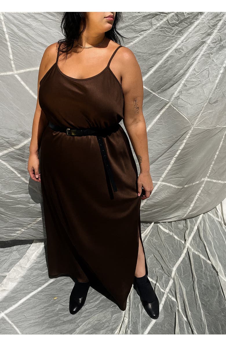 BAACAL Leah Easy Satin Maxi Slip Dress, Alternate, color, Chocolate
