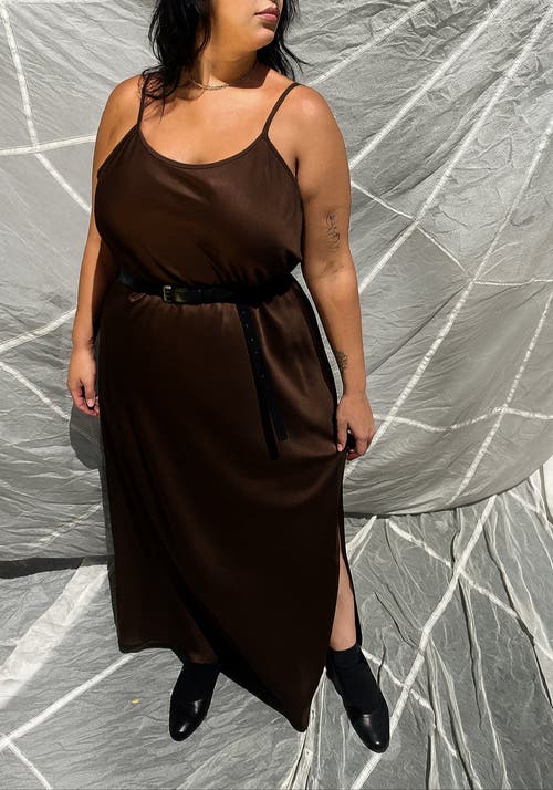 Baacal Leah Easy Satin Maxi Slip Dress In Brown