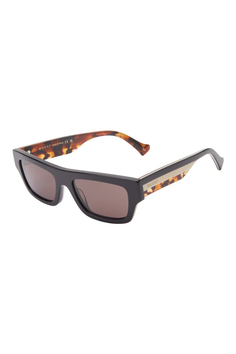 55mm Rectangular Sunglasses, Alternate, color, BLACK BLACK BROWN