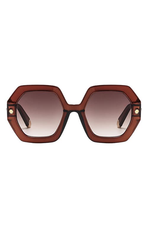 Fifth & Ninth Oversized Haven Sunglasses In Maroon/brown