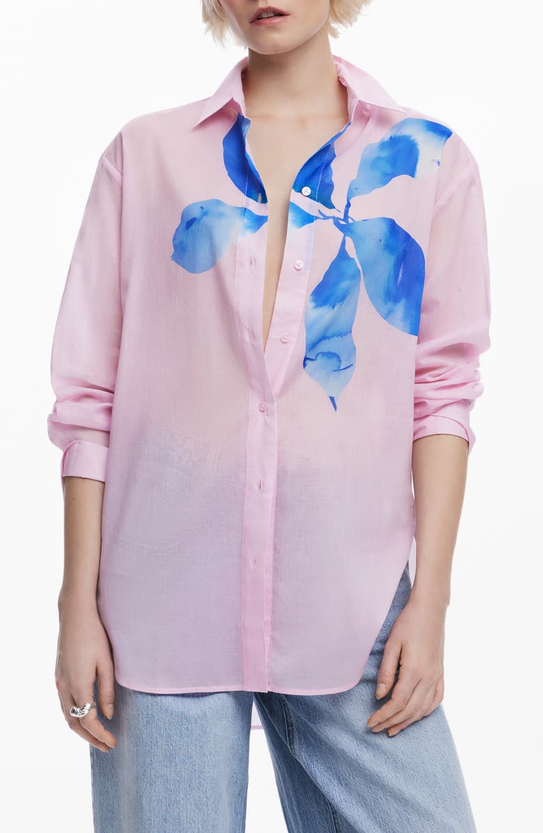 Desigual Relaxed Fit Cotton Button-Up Shirt, Main, color,