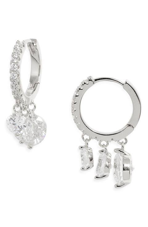 Cascading Cubic Zirconia Huggie Hoop Earrings