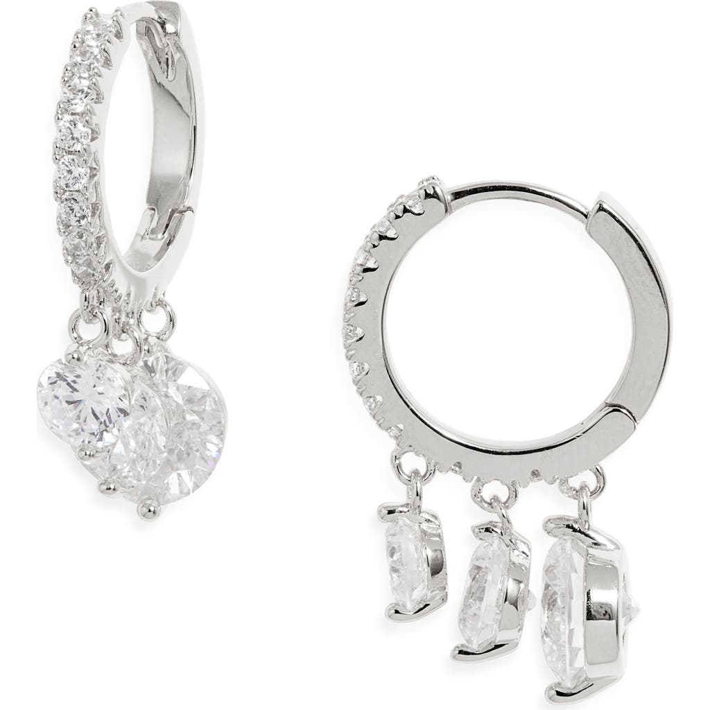Nordstrom Cascading Cubic Zirconia Huggie Hoop Earrings In Metallic