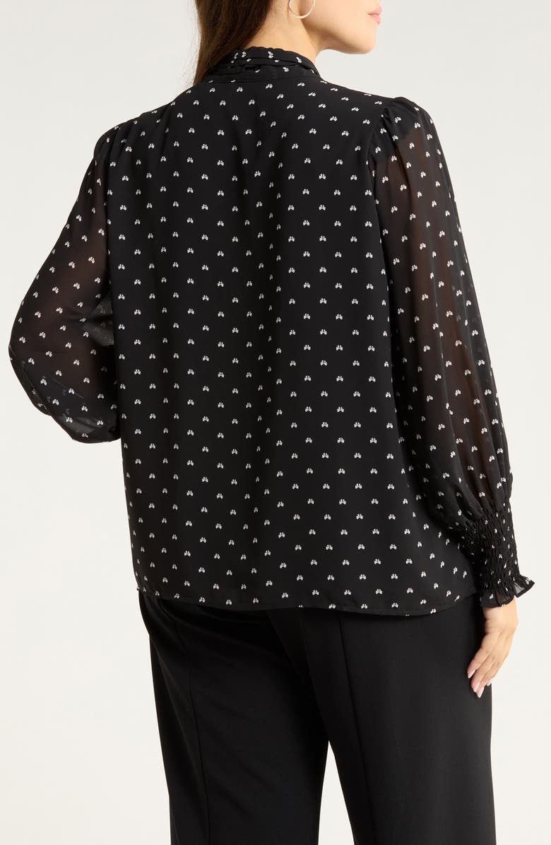 SUGARLIPS Rosaly Bow Print Top, Alternate, color, Black-White