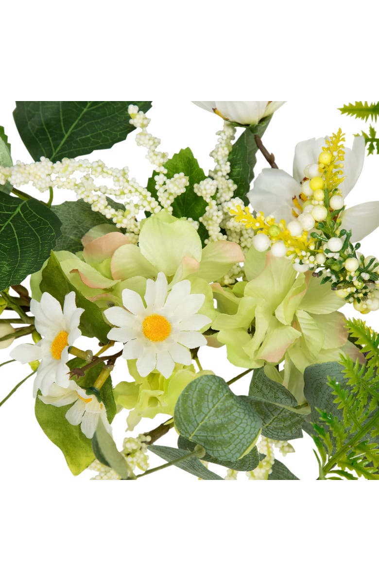Northlight Hydrangea and Eucalyptus Artificial Floral Spring Garland - 5', Alternate, color, White