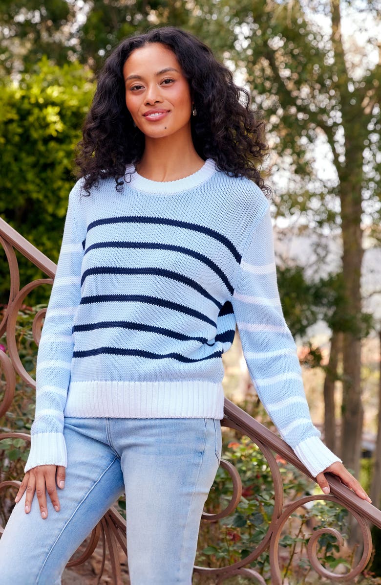 Karen Kane Stripe Crewneck Sweater, Alternate, color, Multi Color