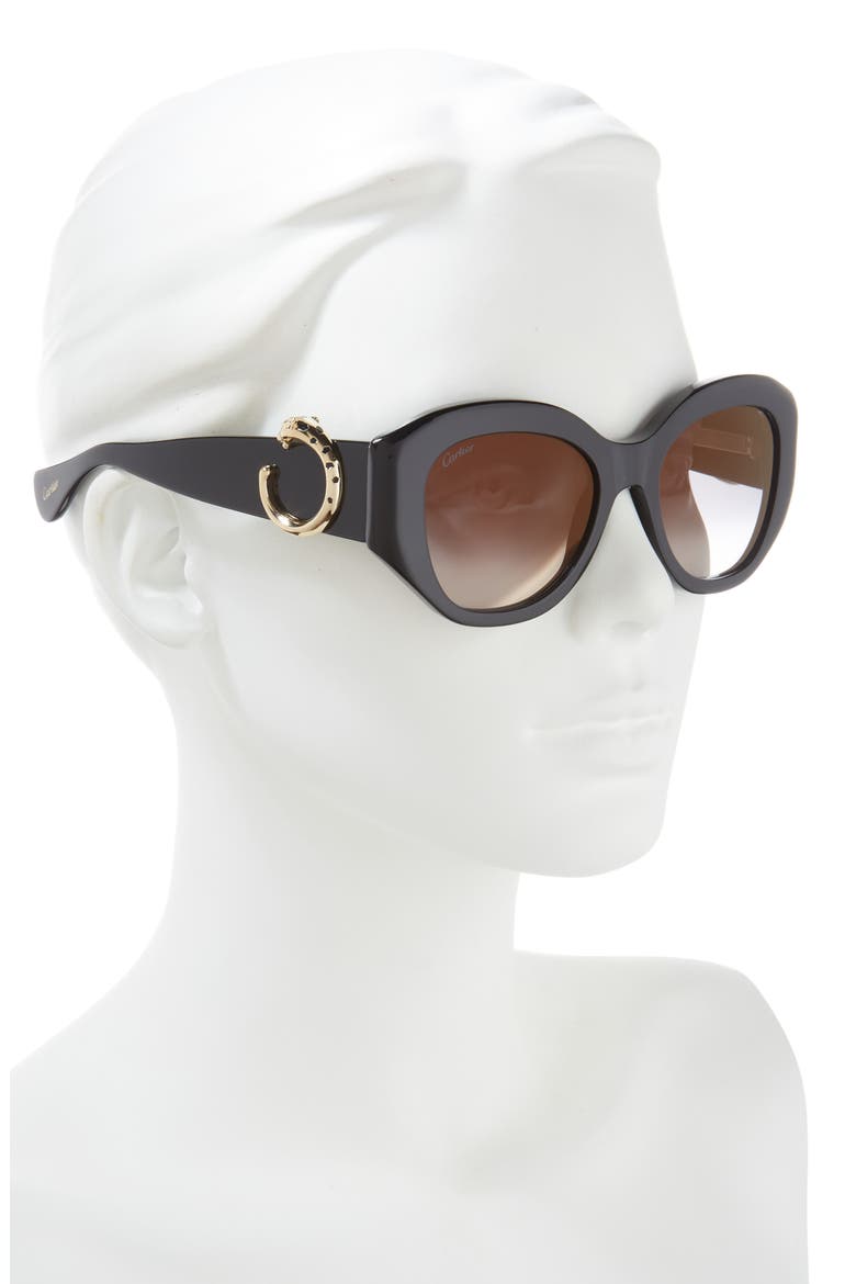 53mm Gradient Butterfly Sunglasses, Alternate, color, BLACK