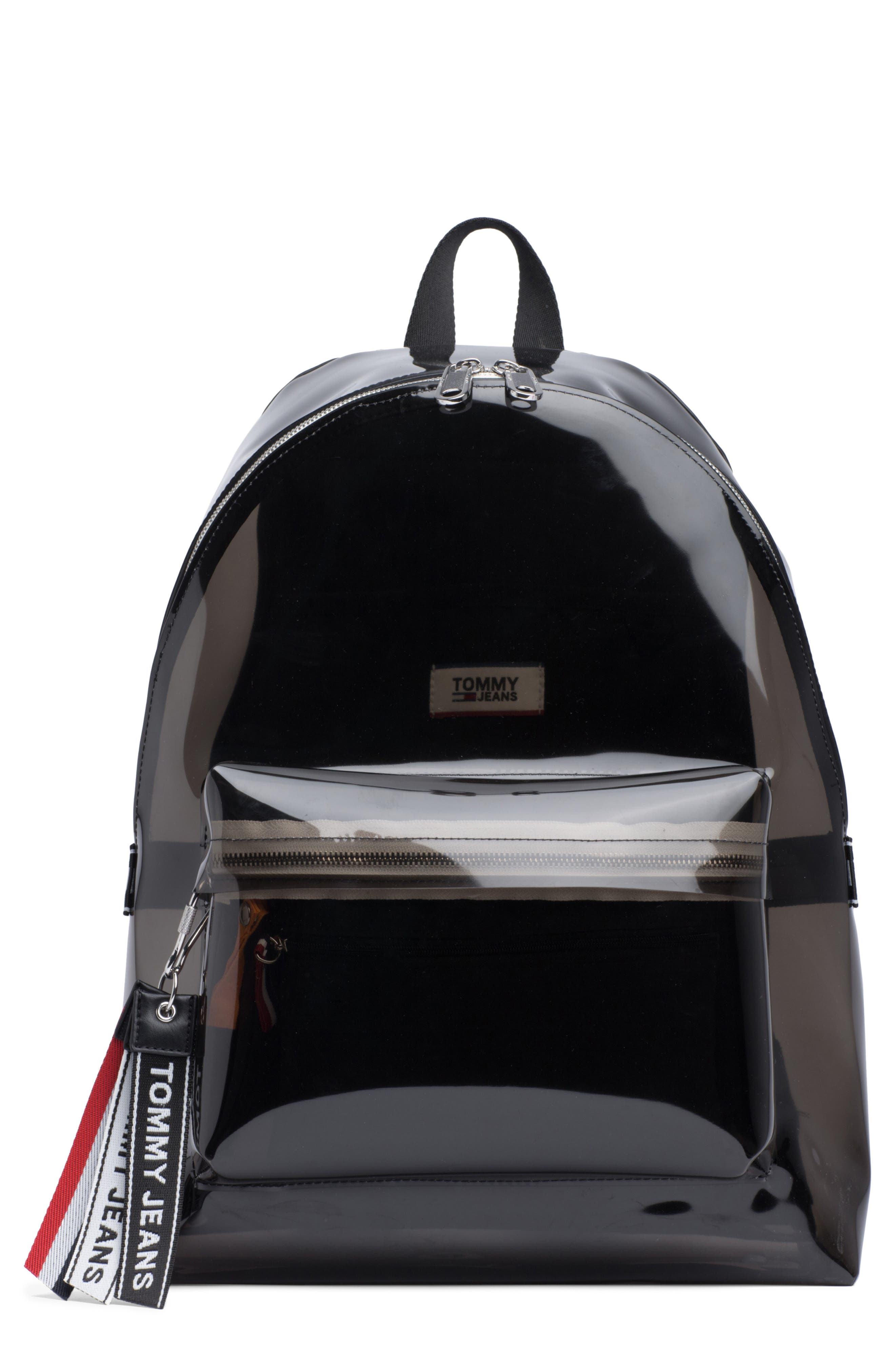 TOMMY JEANS Woven Logo Clear Backpack, Main, color, 