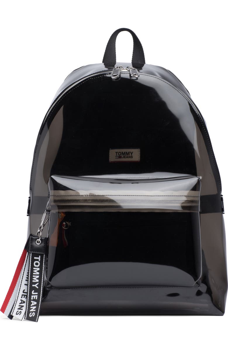 TOMMY JEANS Woven Logo Clear Backpack, Main, color,