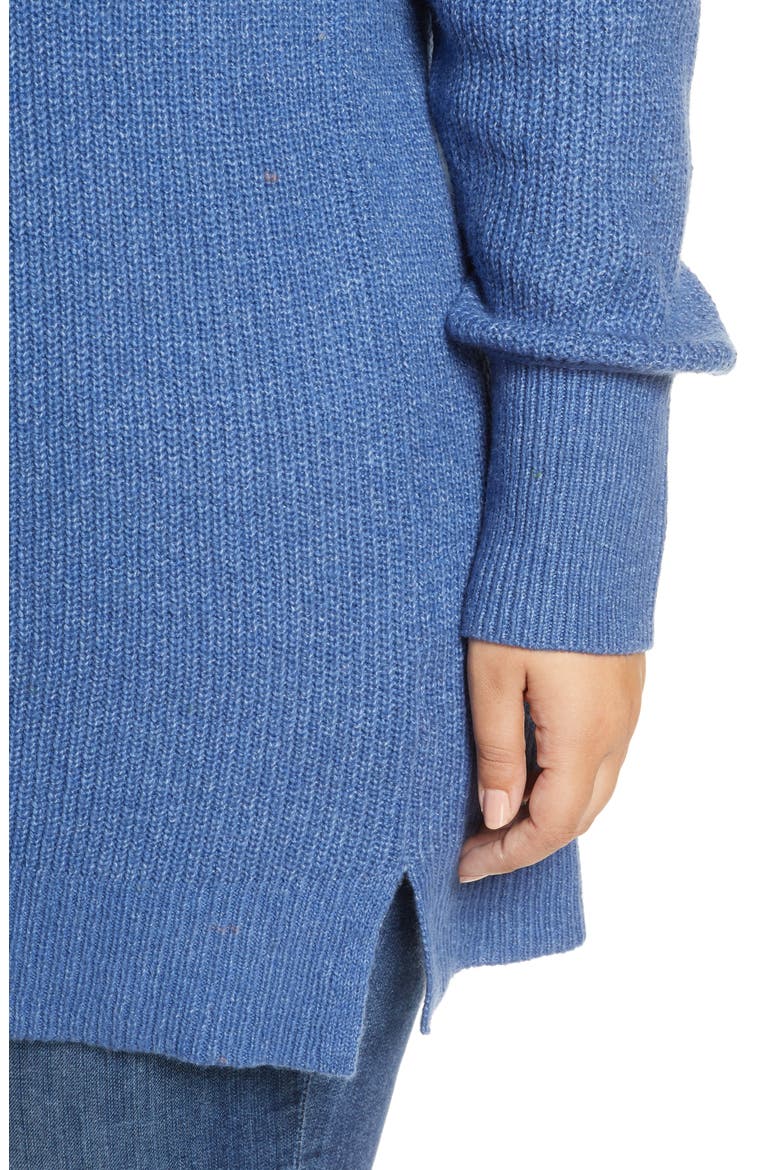 Mix Rib Cotton Blend Tunic Sweater, Alternate, color, BLUE CHINA