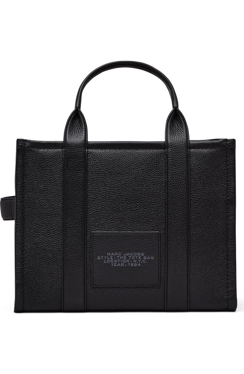 Marc Jacobs The Leather Medium Tote Bag, Alternate, color, Black