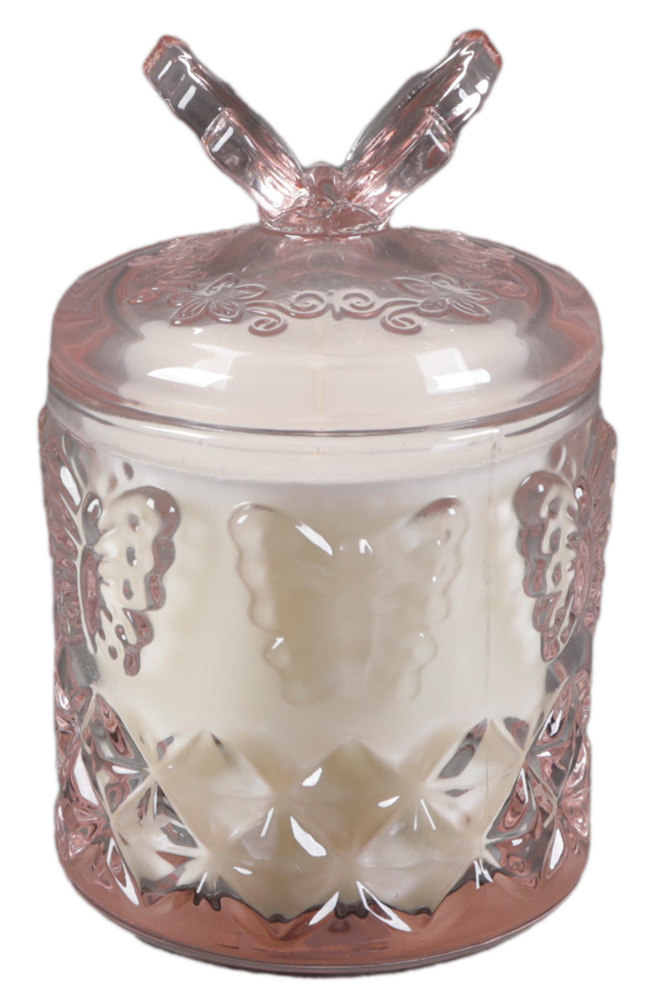 FLORA BUNDA Butterfly Pink Glass Floral Candle