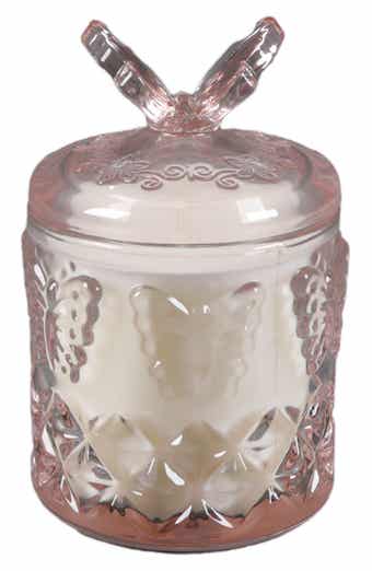 FLORA BUNDA Butterfly Pink Glass Floral Candle