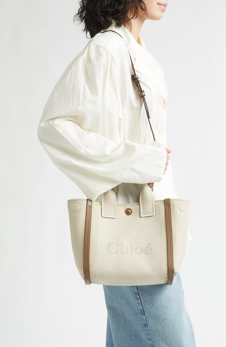 Chloé Logo Canvas Tote, Alternate, color, Vegetal Beige