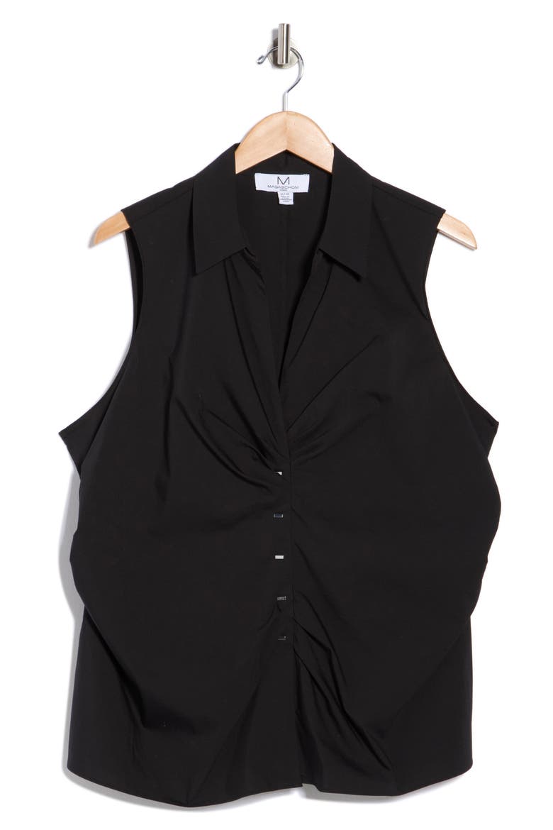 Collared Ruched Shirt, Alternate, color, BLACK