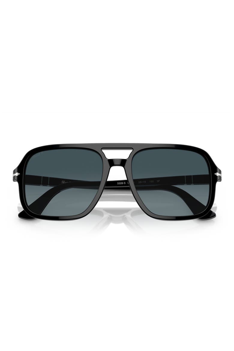 58mm Polarized Pilot Sunglasses, Alternate, color, BLACK