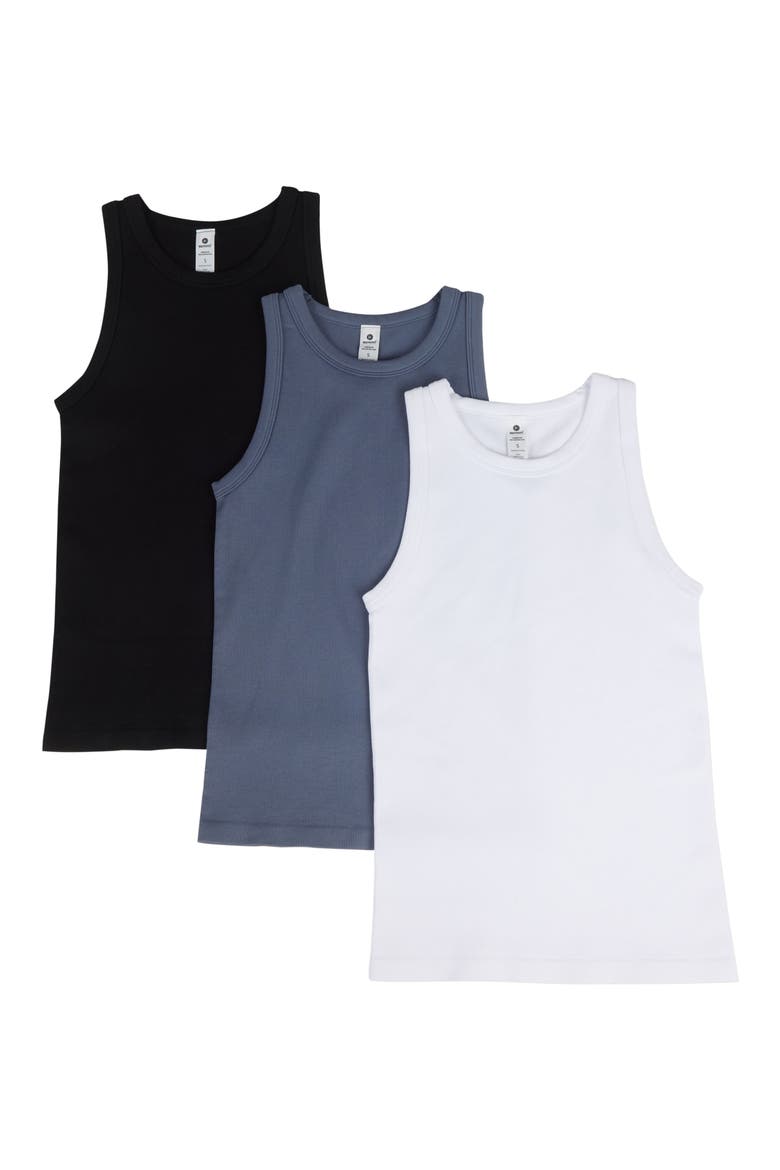 3-Pack Seamless Tank Tops, Alternate, color, GRISAILLE/ WHITE/ BLACK