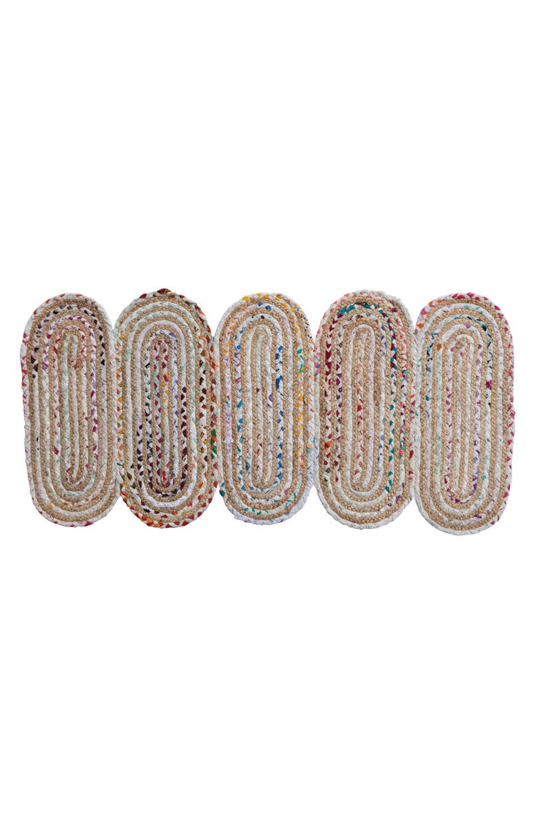 Storied Home Woven Cotton Chindi and Jute Ovals Floor Runner, Multicolor, Main, color, Tan