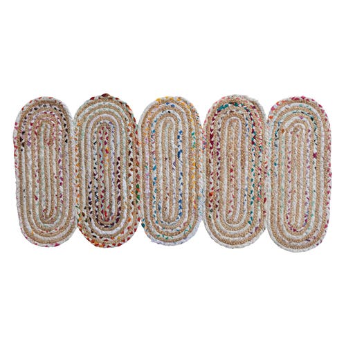 Storied Home Woven Cotton Chindi And Jute Ovals Floor Runner, Multicolor