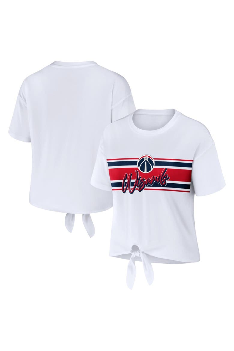 Women's WEAR by Erin Andrews  White Washington Wizards Tie-Front T-Shirt, Main, color, White