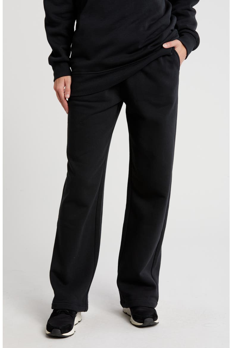 Feather Fleece Straight Leg Sweatpants, Main, color, BLACK