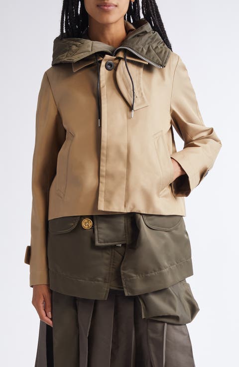 sacai ウールブレンド ジャンパー ネイビー ベージュ Wool Knit Blouson (06959-662-BEIGE-NAVY)