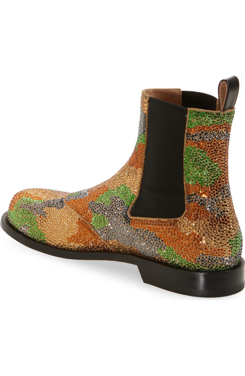 JW Anderson Camo Crystal Studded Chelsea Boot, Alternate, color, Military Green Multi