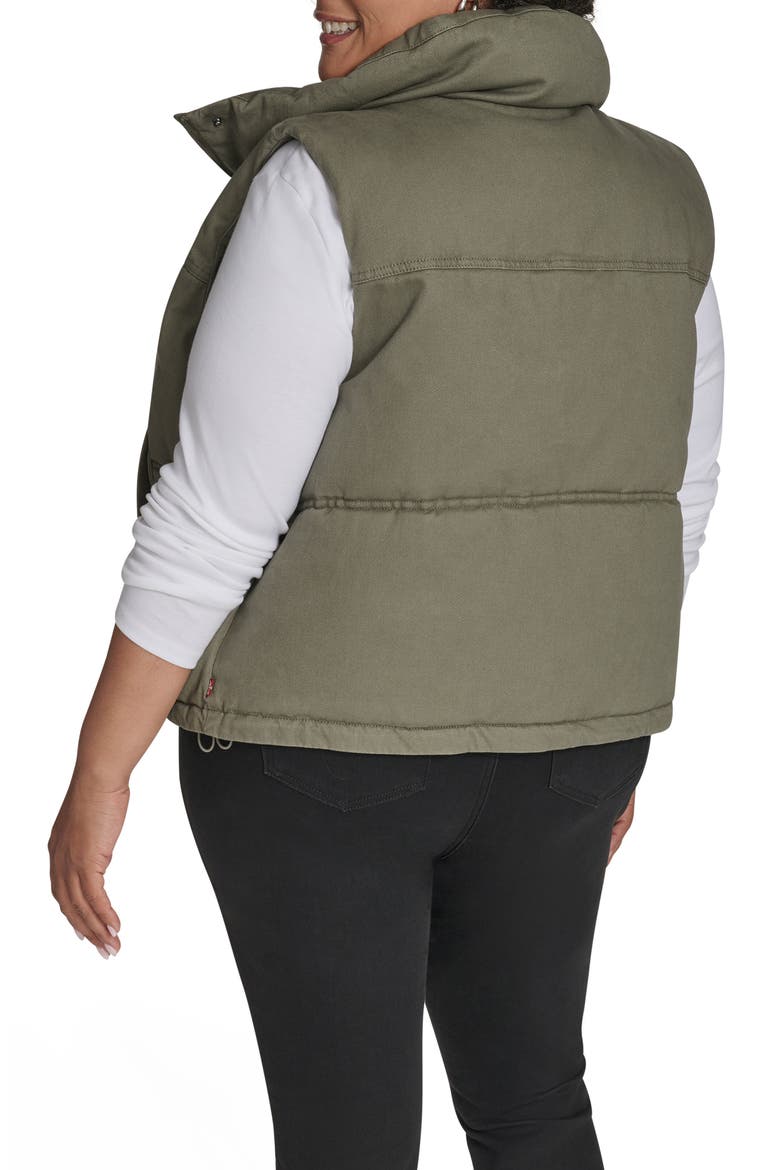 Cotton Crop Puffer Vest, Alternate, color, LIGHT OLIVE