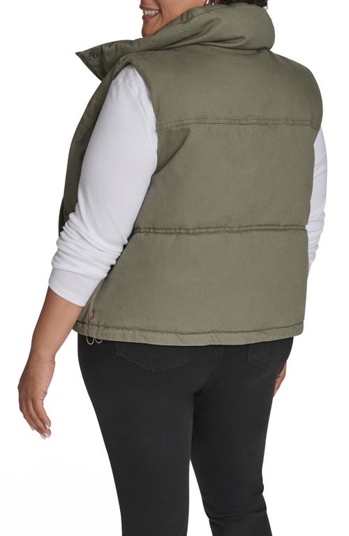 Levi's Cotton Crop Puffer Vest In Green