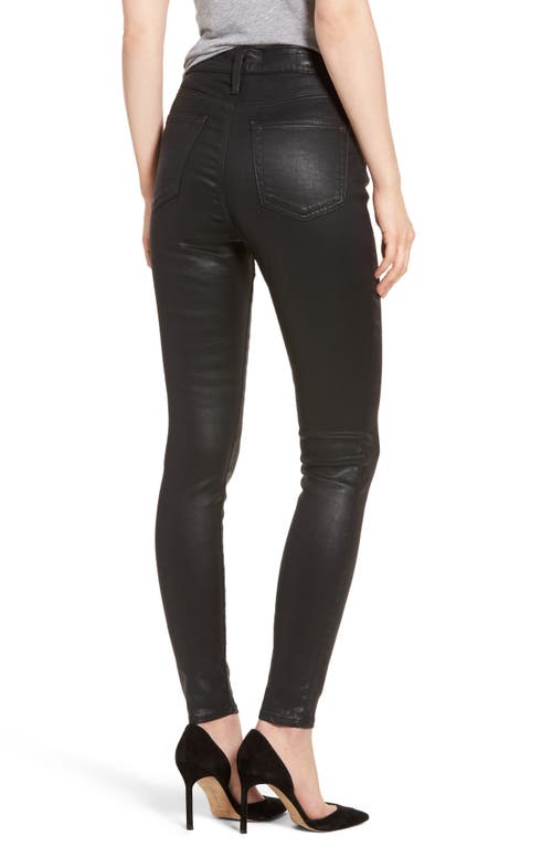 Ag The Mila Super High Waist Skinny Faux Leather Pants In Leatherette Super Black