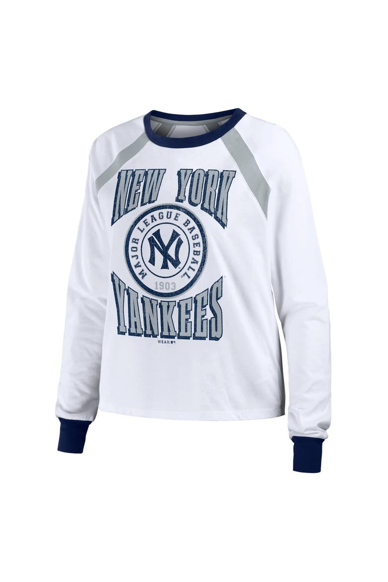 Women's WEAR by Erin Andrews White New York Yankees Raglan Long Sleeve T-Shirt, Alternate, color, White