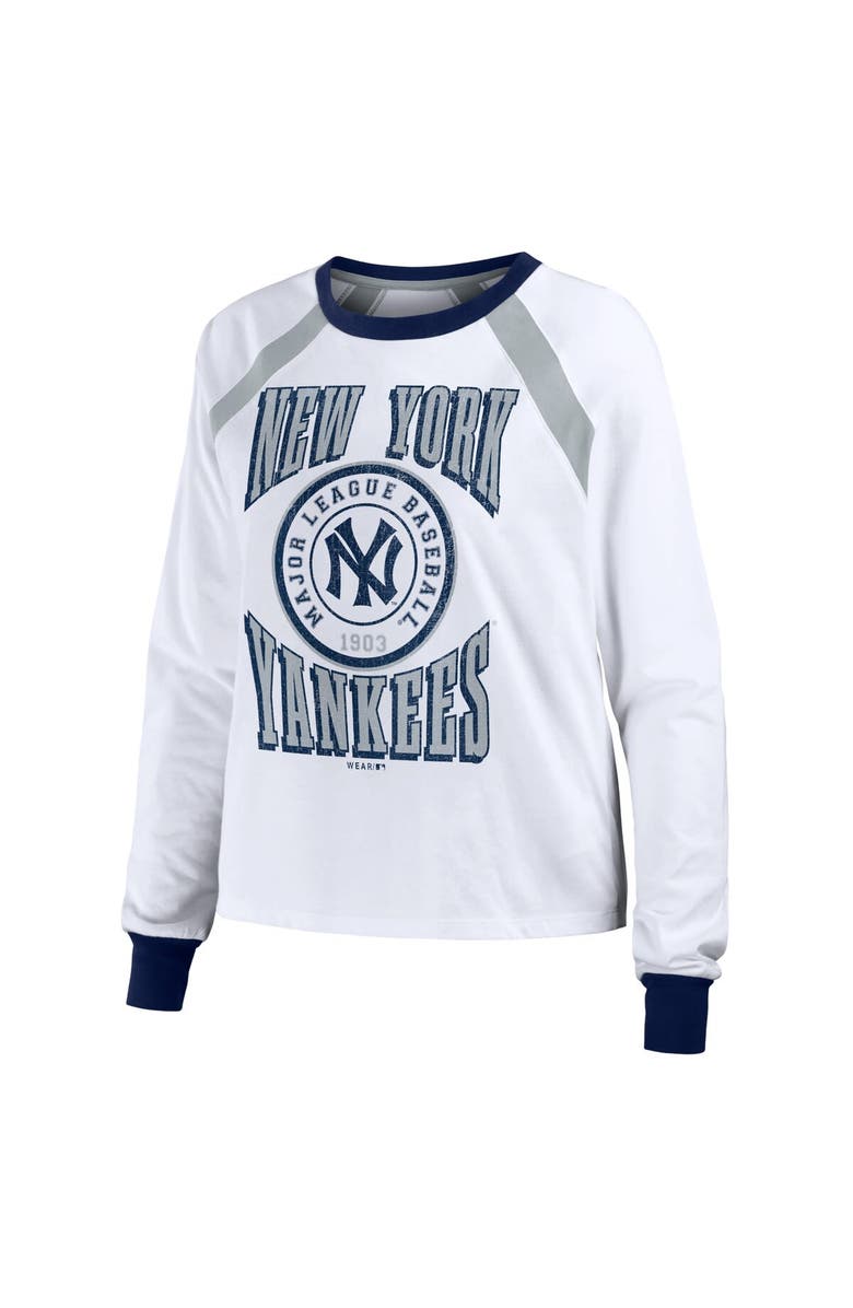 WEAR by Erin Andrews Women's WEAR by Erin Andrews White New York Yankees Raglan Long Sleeve T-Shirt, Alternate, color, White